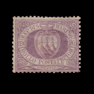 SAN MARINO STAMP.1885.COAT ARMS.20c.SCOTT 12 MH - Ungebraucht