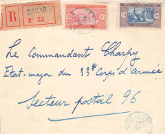 SENEGAL - FRAGMENT 1922 RECOMMANDE DAKAR - MILITARY /6152 - Lettres & Documents