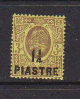 BRITISH  LEVANT    1910    1 1/4pi  On  3d  Purple  On  Yellow    MH - Levant Britannique