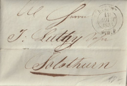 Schweiz Suisse 1835: Faltbrief Mit Rund-Stempel BERN 19 AOUT 1835 (schwarz Noir)  Nach Solothurn - ...-1845 Voorlopers