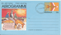 Australia Aerogramme FDC CHRISTMAS 1981 2-11-1981 Nice Christmas Cachet - Aerogramme