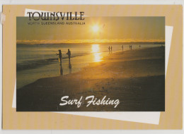 Australia QUEENSLAND QLD Surf Fishing Overprinted TOWNSVILLE Murray Views W511 Postcard 1993 Pmk 45c Train Stamp - Townsville