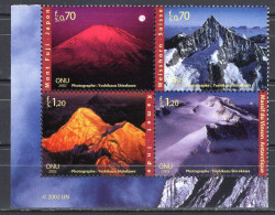 United Nations UN Geneva Serie 4v 2002 In Block Int Year Of The Mountain Mount Fuji - Vinson Massif Antarctica MNH - Unused Stamps