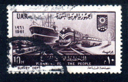 UAR EGYPT EGITTO 1961 PLANNING FOR THE PEOPLE SHIP TRAIN BUS AND RADIO 10m USED USATO OBLITERE' - Used Stamps