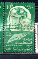 UAR EGYPT EGITTO 1961 PALESTINE DAY ARAB WOMAN AND SON MAP 10m  USED USATO OBLITERE' - Used Stamps