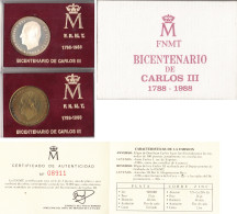 España Spain Cartera Oficial 1988 Estuche Bicentenario Carlos III FNMT - Ongebruikte Sets & Proefsets