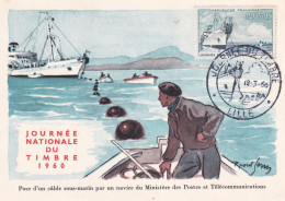 Journée Du Timbre 1960, Pose D'un Câble Sous-marin - Giornata Del Francobollo