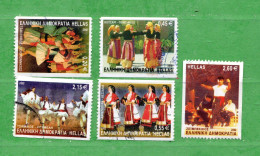 (Us.R1) GRECIA ° 2002 - Danses Folkloriques. Yv. 2073-2077-2079-2085-2086 B.  Oblitérer - Used Stamps