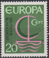 1966 Deutschland > BRD, ** Mi:DE 519, Sn:DE 963, Yt:DE 376, EUROPA, Stilisiertes Boot - 1966