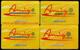 TT103-COLOMBIA PREPAID CARDS - 2006/2009- USED - AMIGO - $ 20.000- 4 DIFFERENT - Colombie