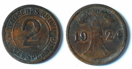 Moneda Alemania 2 Rentenpfennig 1924 - Non Classés