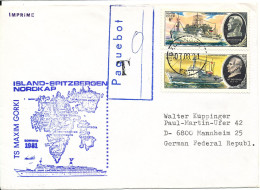 USSR Ship Cover Paquebot Postal Due T Sent To Germany Geiranger 7-8-1983 From T/S Maxim Gorki Iceland - Spitsbergen - No - Brieven En Documenten