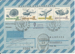 Hungary Ballonpost Air Mail Cover Budapest 3-9-1967 Aerofila 1967 Complete Set Of 4 Very Nice Cover - Cartas & Documentos