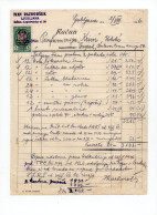 1946. YUGOSLAVIA,SLOVENIA,LJUBLJANA,IVAN RAZBORSEK,INVOICE ON LETTERHEAD TO BELGRADE,1 STATE OVERPRINT REVENUE STAMP - Lettres & Documents