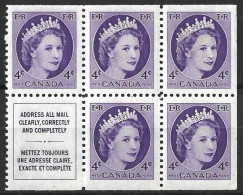 CANADA...QUEEN ELIZABETH II...(1952-22.).....BOOKLET PANE....4c  X 5...SG466b.....MNH... - Booklets Pages