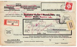 63262 - Deutsches Reich / Böhmen Und Mähren - 1943 - 1,20K Dienst EF A R-RSch RAUDNITZ -> PRAG, "unbekannt" Zurueck - Covers & Documents