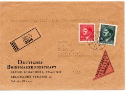 63286 - Deutsches Reich / Böhmen Und Mähren - 1944 - 5K Hitler MiF A R-NN-Bf IGLAU -> Duisburg - Lettres & Documents