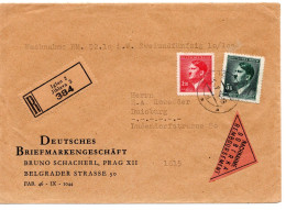 63286 - Deutsches Reich / Böhmen Und Mähren - 1944 - 5K Hitler MiF A R-NN-Bf IGLAU -> Duisburg - Covers & Documents