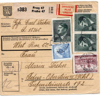 63291 - Deutsches Reich / Böhmen Und Mähren - 1942 - 3@30K Hitler MiF A PaketKte PRAG -> IDAR-OBERSTEIN - Covers & Documents