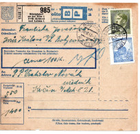 63292 - Deutsches Reich / Böhmen Und Mähren - 1942 - 3K Hitler MiF A PaketKte KOENIGINHOF -> RODWALD - Cartas & Documentos