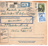 63292 - Deutsches Reich / Böhmen Und Mähren - 1942 - 3K Hitler MiF A PaketKte KOENIGINHOF -> RODWALD - Lettres & Documents