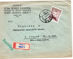 63321 - Deutsches Reich / Böhmen Und Mähren - 1939 - CSR 3Kcs Frieden EF A R-Bf PLZEN -> Praha - Lettres & Documents