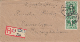 31 AM-Post 42 Pf. Als Paar / MeF R-Brief Not-R-Zettel Köln CÖLN 6 - 8.4.1946 - Covers & Documents