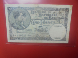 BELGIQUE 5 Francs 1928 Circuler (B.33) - 5 Francs