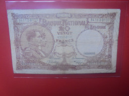 BELGIQUE 20 Francs 1941 Circuler (B.33) - 20 Francos