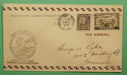 CANADA PRIMER VUELO 1933 GRINDSTONE ISLAND TO CHARLOTTETOWN BARREL MAIL - Autres (Mer)