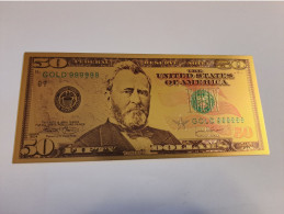 BANKNOTE / GOLDFOIL BILJET/ AMERICA  FIFTY   DOLLAR / SOUVENIR BILJET / UNC ** Goldfoil 016 ** - Other & Unclassified