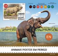 Guinea Bissau 2021, Animals In Danger, Rhino, Elephant, BF - Rhinoceros