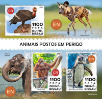 Guinea Bissau 2021, Animals In Danger, Penguin, Monkey, Jena, Elephant, 3val In BF - Gorilas