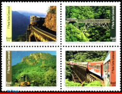 Ref. BR-V2016-12 BRAZIL 2016 - SERRA DO MAR PARANAENSE RAILWAY, BRIDGES, RAILWAYS, TRAINS 4V SET MNH - Unused Stamps
