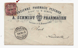 1870, GENEVE Lettre Illustrée Ancienne Pharmacie Peschier, Armoirie, Décoration, Thème Médecine, Médicaments, Santé - Lettres & Documents