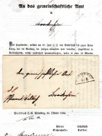Württemberg 1866, Bahnstpl. Eschenau Auf Hagelschaden Spenden-Brief V. Waldbach - Lettres & Documents