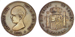 5 Pesetas Alphonso XIII 1891. Espagne. - Sammlungen