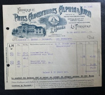 70148 - Facture Illustrée Pates Alimentaires Alpina & Jura La Ferrière 26.04.1922 - Switzerland