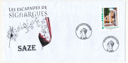 FRANCE - Env. Affr Lettre Verte "Saze Le Chateau" Obl Temp "Les Escapades De Signargues - 03/07/2015" 30-SAZE - Covers & Documents