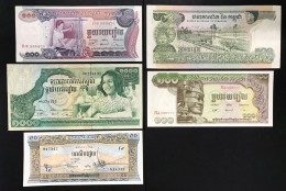 Cambogia CAMBODIA 5 Banconote Banknotes Da 50 A 1000 Riels Lotto.423 - Cambodge