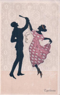 Marte Graf Illustrateur, Silhouette, Art Deco, Danseurs (604) Pli D'angle - Graf, Marte