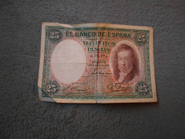 Ancien Billet De Banque Espagne  25 Pesetas  1931 - 25 Pesetas