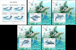 Guinea Bissau 2021, Animals, Dolphins II, 4val In BF+BF - Dauphins