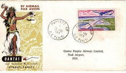 French Polynesia 1963 Qantas First Flight Papeete To Nadi Fiji - Brieven En Documenten