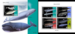 Guinea Bissau 2021, Animals, Whales II, 4val In BF +BF - Wale