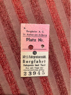 ANCIENS OLD TICKET RAIWAL TRANSPORT CHEMINS DE FER SUISSE BERGBAHN 6ST. ANTON AM ARLBERG  5/1/1947 - Europe