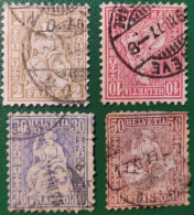 SVIZZERA 1867 HELVETIA SEDUTA  2-10-30-50c - Used Stamps