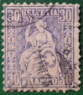 SVIZZERA 1867 HELVETIA SEDUTA  30c - Used Stamps