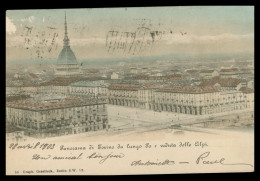 * Panorama Di Torino Da Lungo Po E Veduta Delle Alpi * Colorisée - Edit. S.W. - 1903 - Torino Ferrovia Vers Lyon - Fiume Po