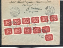 1946 ( 3. JUNE)  200 And 500,  12 Stamps,right Rate. Clear " Budapest " Registered Cover To CH ,Rare !#1509 - Covers & Documents